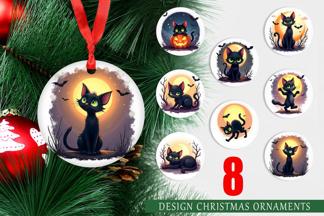 Ornament Halloween Cat Glow Sublimation artnoy 