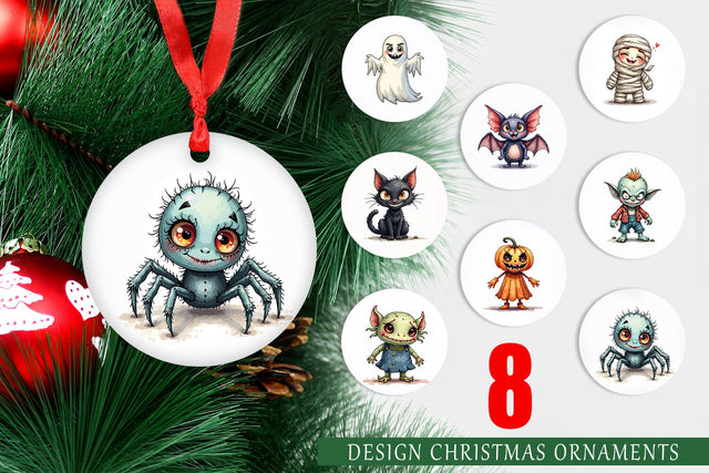 Ornament Halloween Characters Watercolor Sublimation artnoy 