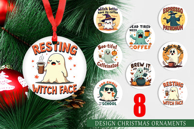 Ornament Halloween Ghost Coffee Sublimation artnoy 