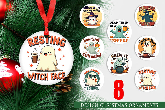 Ornament Halloween Ghost Coffee Sublimation artnoy 