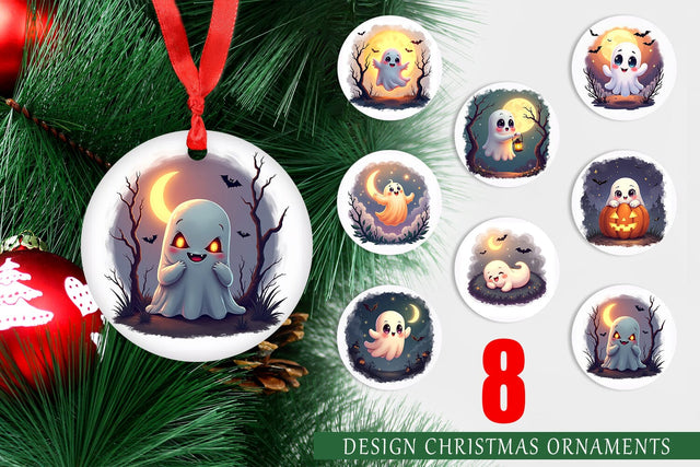 Ornament Halloween Ghostly Charm Sublimation artnoy 