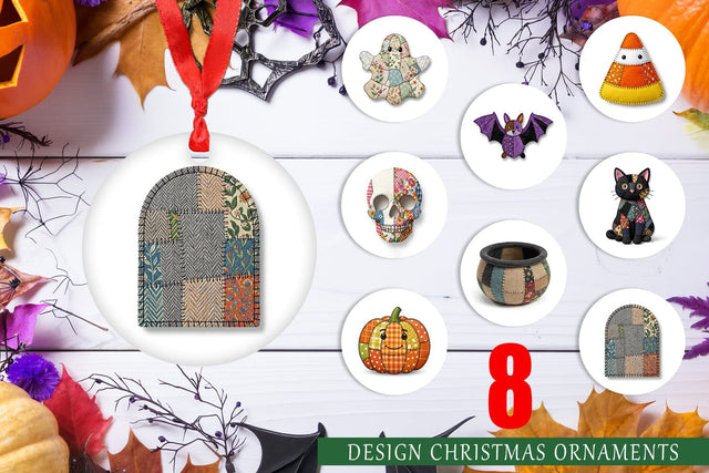 Ornament Halloween Patchwork Folk Art Sublimation artnoy 