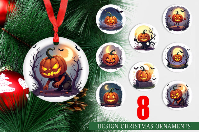 Ornament Halloween Pumpkin Gleam Sublimation artnoy 
