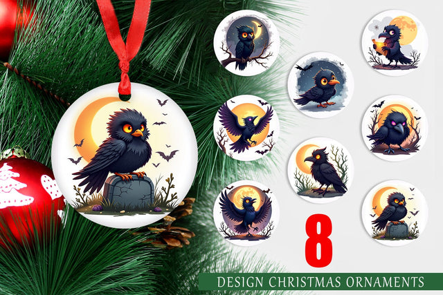 Ornament Halloween Raven Shadow Sublimation artnoy 