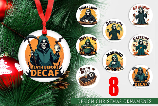 Ornament Halloween Reaper Coffee Sublimation artnoy 