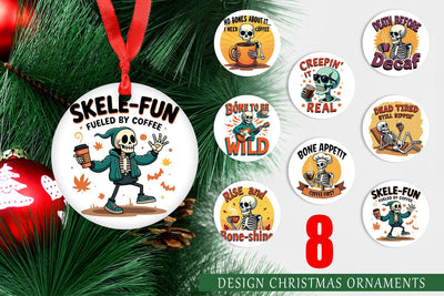 Ornament Halloween Skeleton Coffee Sublimation artnoy 
