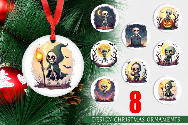 Ornament Halloween Skeleton Dance Sublimation artnoy 