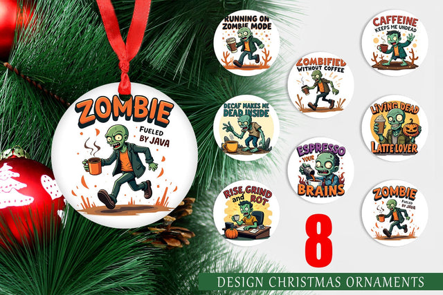 Ornament Halloween Zombie Coffee Sublimation artnoy 