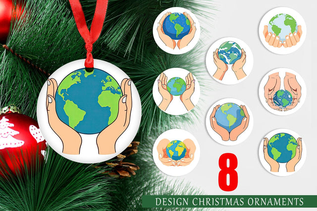 Ornament Hands Holding Earth Sublimation artnoy 