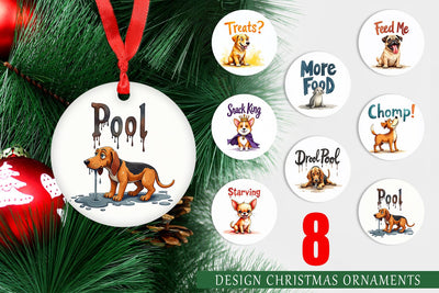 Ornament Hangry Dog Food Lover Watercolor Sublimation artnoy 