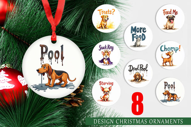 Ornament Hangry Dog Food Lover Watercolor Sublimation artnoy 