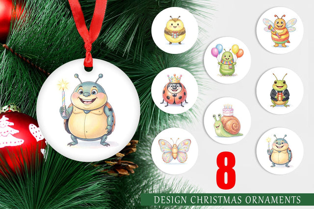 Ornament Happy Round Garden Birthday Watercolor Sublimation artnoy 
