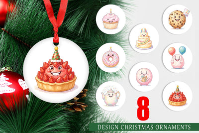 Ornament Happy Round Sweet Treats Watercolor Sublimation artnoy 