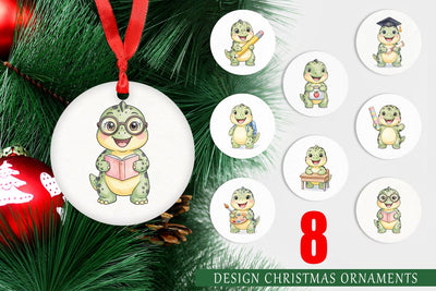 Ornament Happy School Dino Pal Watercolor Sublimation artnoy 