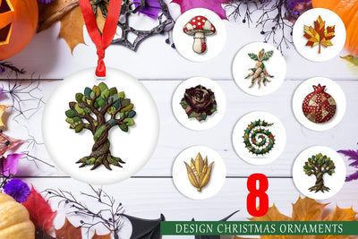 Ornament Haunted Harvest Botanical Patchwork Sublimation artnoy 