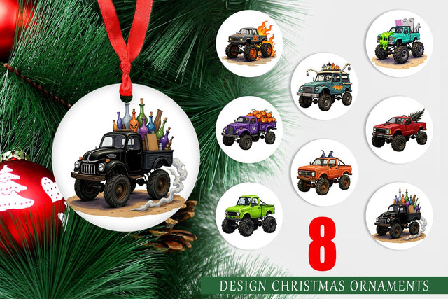 Ornament Haunted Monster Truck Sublimation artnoy 