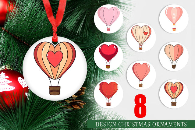 Ornament Heart Hot Air Balloon Sublimation artnoy 