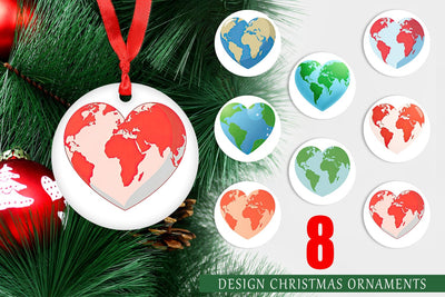 Ornament Heart-Shaped Earth Sublimation artnoy 