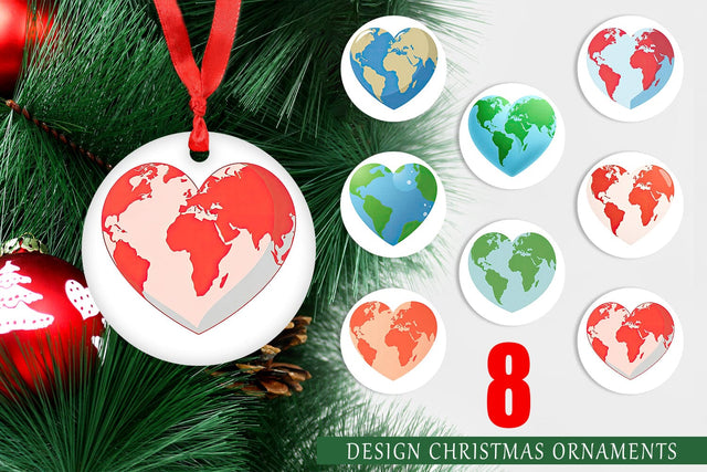 Ornament Heart-Shaped Earth Sublimation artnoy 