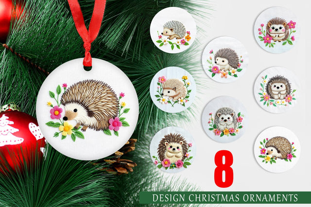Ornament Hedgehog Embroidery Sublimation artnoy 