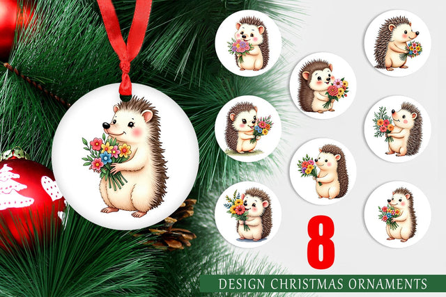 Ornament Hedgehog Spring Bouquet Sublimation artnoy 