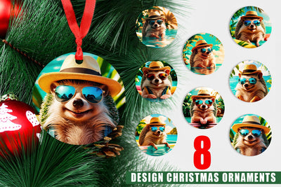 Ornament Hedgehogs in Summer Sublimation artnoy 