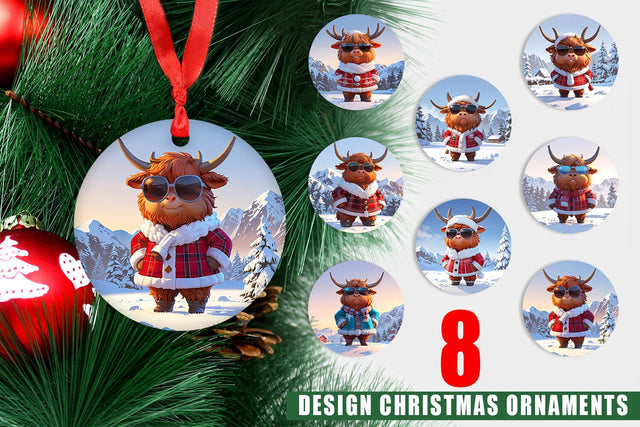 Ornament Highland Cow Sublimation artnoy 