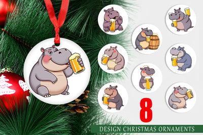 Ornament Hippopotamus Beer Day Sublimation artnoy 