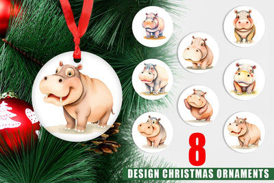 Ornament Hippopotamus Wildlife Sublimation artnoy 