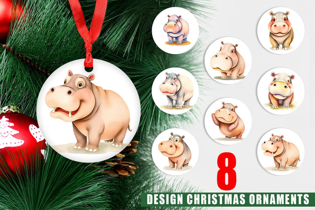 Ornament Hippopotamus Wildlife Sublimation artnoy 