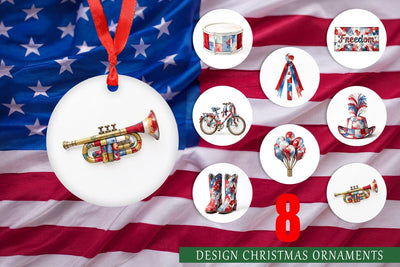 Ornament Holiday Parade Patchwork Watercolor Sublimation artnoy 