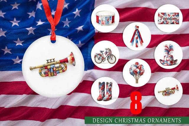 Ornament Holiday Parade Patchwork Watercolor Sublimation artnoy 