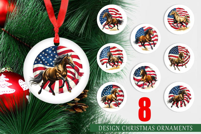 Ornament Horse 4th of July Sublimation artnoy 
