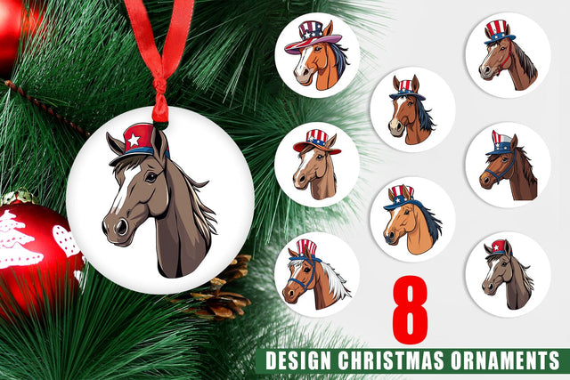 Ornament Horse Patriotic Sublimation artnoy 