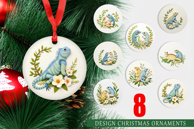 Ornament Iguana Embroidery Sublimation artnoy 