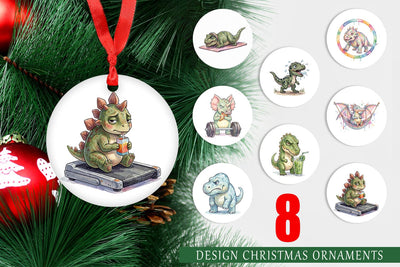 Ornament Lazy Fitness Funny Dinosaur Sublimation artnoy 