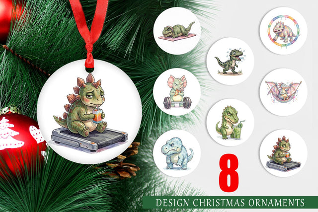 Ornament Lazy Fitness Funny Dinosaur Sublimation artnoy 