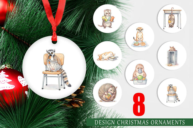 Ornament Lazy Lunch Hour School Animal Sublimation artnoy 
