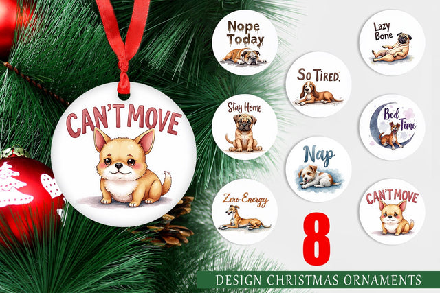 Ornament Lazy Vibes Ugly Cute Dog Watercolor Quotes Sublimation artnoy 