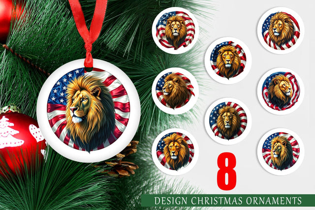 Ornament Lion 4th of July Sublimation artnoy 