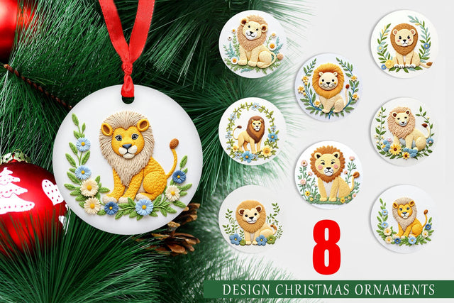 Ornament Lion Embroidery Sublimation artnoy 