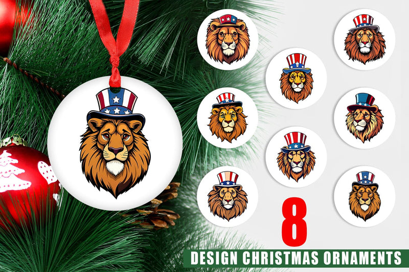 Ornament Lion Patriotic Sublimation artnoy 