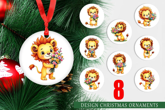 Ornament Lion Spring Bouquet Sublimation artnoy 
