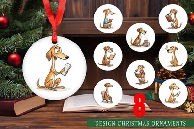 Ornament Literary Loungers Dog Watercolor Sublimation artnoy 