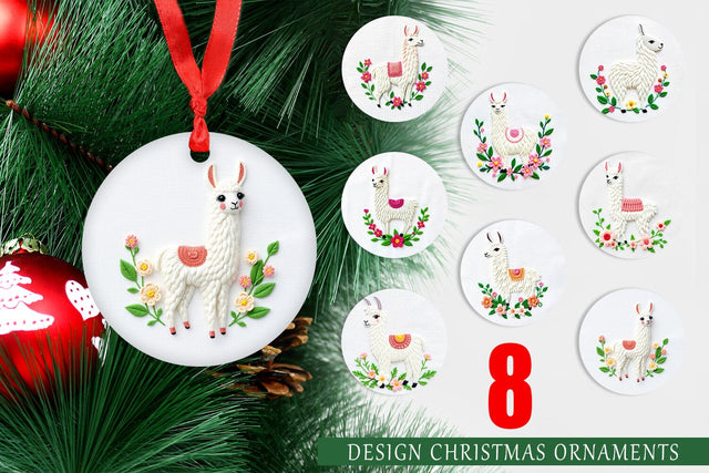 Ornament Llama Embroidery Sublimation artnoy 