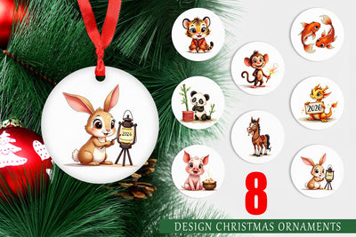 Ornament Lunar New Year Cuties 2026 Watercolor Sublimation artnoy 