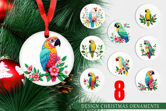 Ornament Macaw Embroidery Sublimation artnoy 
