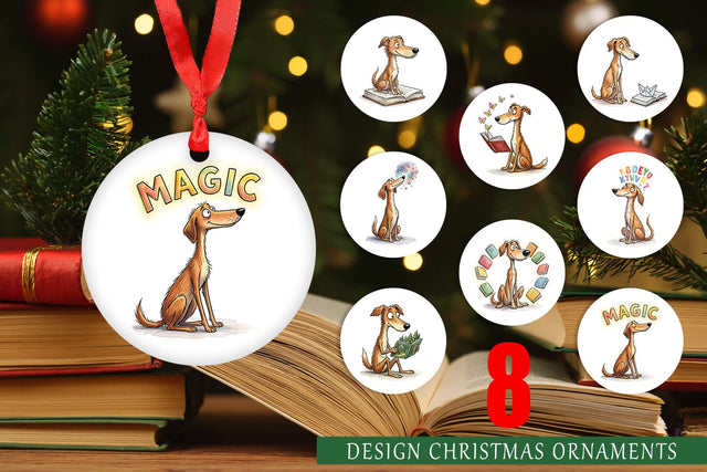 Ornament Magical Storytime Dog Watercolor Sublimation artnoy 