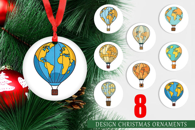 Ornament Map Hot Air Balloon Sublimation artnoy 