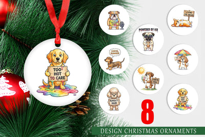 Ornament Melting Summer Dog Sarcastic Watercolor Sublimation artnoy 